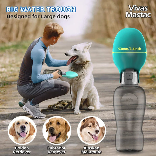 800ml Portable Dog Water Bottle For Big Dogs Pet Outdoor Travel Hiking Walking Foldable Drinking Bowl Golden Retriever Supplies