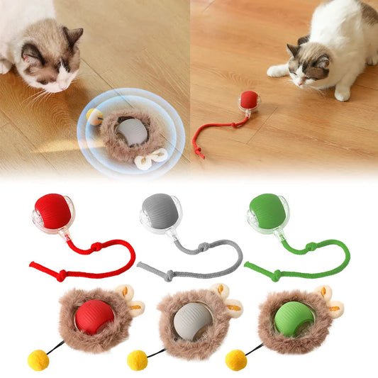 Smart Cat Toys Automatic Rolling Ball Fake Tail Rechargeable Electric Pet Interactive Toy Dog Cat Training Imitate Mouse Tail